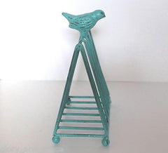 RUSTIC FRENCH GARDEN AQUA BIRD FILE FOLDER LETTER Napkin HOLDER RACK
