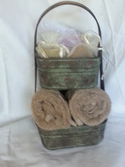Rustic Farmhouse 2 Tier Square Garden Fruit Basket Kitchen Bath Handled Storage Tote