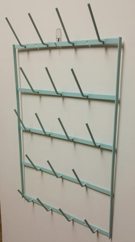 Glory & Grace Soft Aqua Rustic Industrial French 18 arm Bottle Tree Glass Drying Dryer Rack