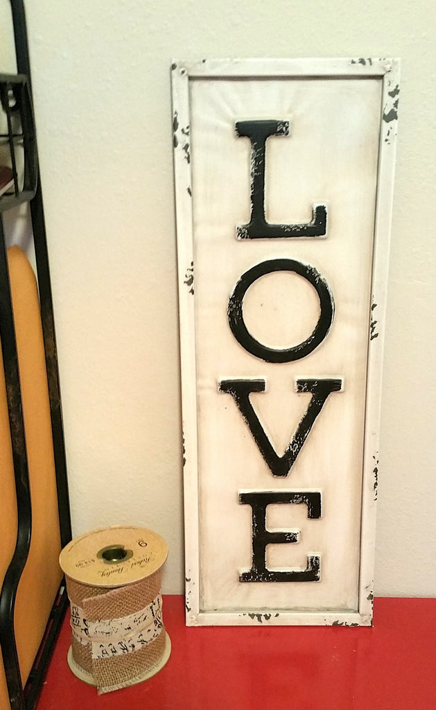 Rustic Industrial Deep Embossed Metal LOVE Sign