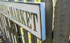 37" Industrial Embossed Enameled Metal FARMER'S MARKET Sign