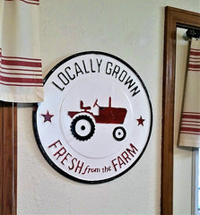 Round Metal FRESH FROM THE FARM Farmer's Market TRACTOR  Sign