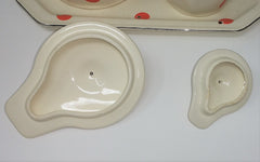 Rare Vintage Platinum Rimmed Made In Japan Pottery Waffle, Syrup Pitcher Breakfast Set