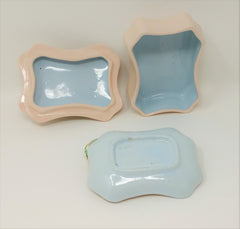 Vintage Capodimonte Baby Pink and Blue Trinket Box and Pin Tray