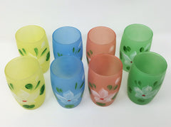 Rare Vintage 1950's Hocking Glass Frosted Gay Fad Tumblers, Set of 8