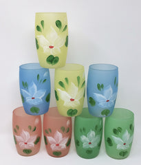 Rare Vintage 1950's Hocking Glass Frosted Gay Fad Tumblers, Set of 8