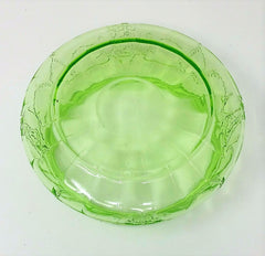 Hocking Glass CAMEO & BALLERINA Green Depression Glass Low Candy Dish with Lid