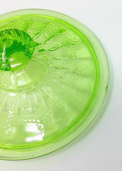 Hocking Glass CAMEO & BALLERINA Green Depression Glass Low Candy Dish with Lid