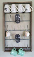 NEW! Custom Framed 18 arm Farmhouse Bottle Dryer Mug Rack
