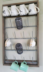 NEW! Custom Framed 18 arm Farmhouse Bottle Dryer Mug Rack