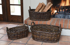 Set of 3 Hand Woven, Heirloom Quality Oval Willow Wicker Baskets