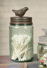 Rustic French Garden Song Bird Mason Jar Storage Canister