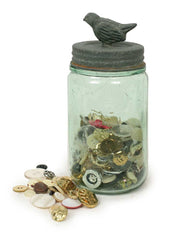Rustic French Garden Song Bird Mason Jar Storage Canister