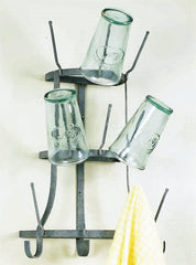 Rustic French Farmhouse Inspired Wall Mounted Bottle and Glass Dryer