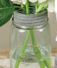 Mason Jar Flower Frog Lids, Chicken Wire Inserts, Set of Two