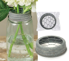 Mason Jar Flower Frog Lids, Chicken Wire Inserts, Set of Two