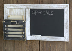 Framed Farmhouse Chalkboard and Metal Pocket Wall Organizer