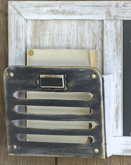 Framed Farmhouse Chalkboard and Metal Pocket Wall Organizer