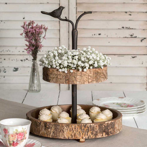 Bird & Birch Two Tier Cupcake Stand, Buffet Serving Tray