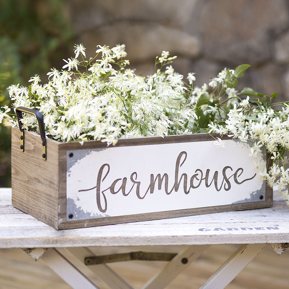 Large Farmhouse Open Top Storage Box with Handles