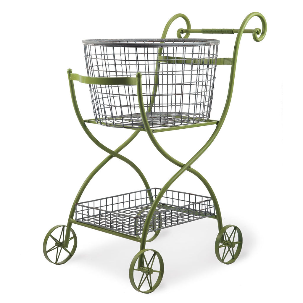 Glory & Grace Vintage Inspired Laundry Cart, Removable Wire Baskets