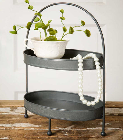 2 Tier Oval Caddy for Kitchen, Vanity, Desk
