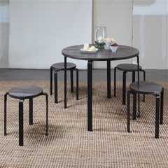 Mid-Century Artisan Crafted Forged Iron Dining Height Stool