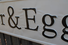 Huge 57" Vintage Inspired Embossed Metal BUTTER & EGGS Sign