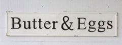 Huge 57" Vintage Inspired Embossed Metal BUTTER & EGGS Sign