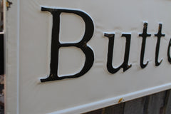 Huge 57" Vintage Inspired Embossed Metal BUTTER & EGGS Sign