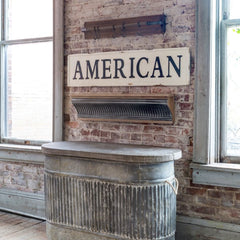 Huge 56" Vintage Inspired Embossed Metal AMERICAN Sign