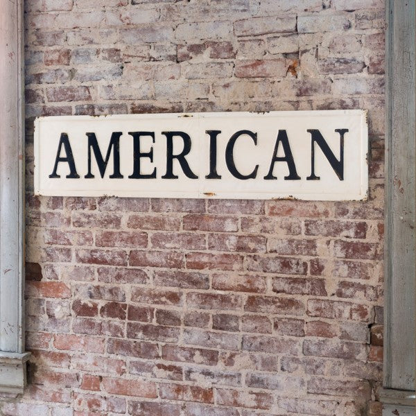 Huge 56" Vintage Inspired Embossed Metal AMERICAN Sign