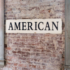 Huge 56" Vintage Inspired Embossed Metal AMERICAN Sign