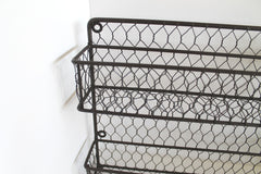 Rustic Modern French Chic Wall or Counter Iron and Wire Two-Tier Kitchen Spice Rack