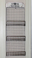 Rustic English Crown V R Post Office Wall Mount 3 Section Mail Sorter, Aged Nickel Finish