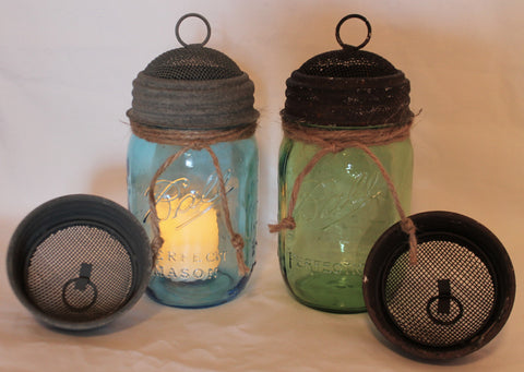 Mason Jar Screened Dome Lid with Ring Top, Set of 2
