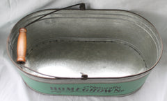 Rustic Farmhouse Homegrown Galvanized Garden Trug with Handle