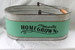 Rustic Farmhouse Homegrown Galvanized Garden Trug with Handle