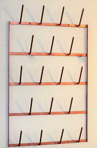 Glory & Grace Rustic Industrial Copper Wall Mount 18 Arm Bottle Tree Glass Drying Mug Dryer Rack