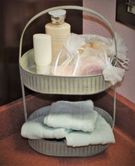 galvanized oval two tier tote 2