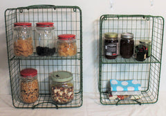 Green Metal General Store Cubbie Shelves, Set of Two