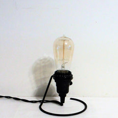 Primitive Industrial Wire Base Accent Lamp with Edison Bulb