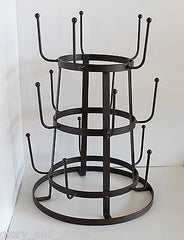 DuChamp Inspired Rustic French Iron Wine Bottle Tree Glass Mug Dryer Rack