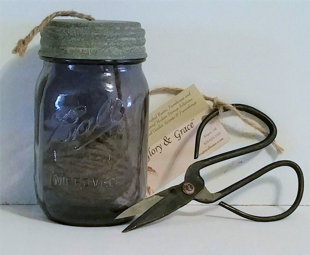 Glory & Grace Purple Mason Jar Twine Holder and Scissors Set