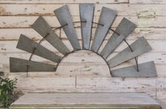 Huge 58" Antique Inspired Metal Half Windmill