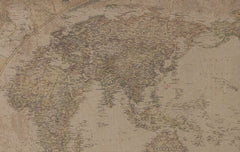 Large Cotton Canvas & Iron Bars Map of The World Wall Map