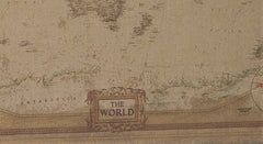 Large Cotton Canvas & Iron Bars Map of The World Wall Map