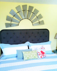 Huge 58" Antique Inspired Metal Half Windmill