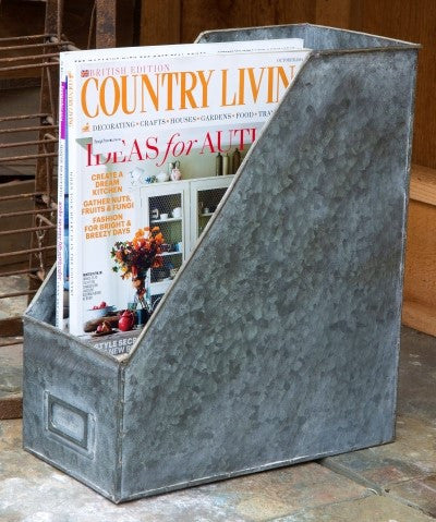 Galvanized Magazine File Holder with Label Holder Tab