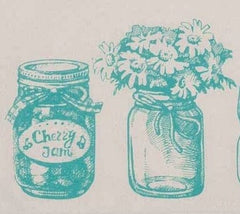 Aqua Mason Jars Feedsack Cotton Kitchen Tea Towels, Set of Two